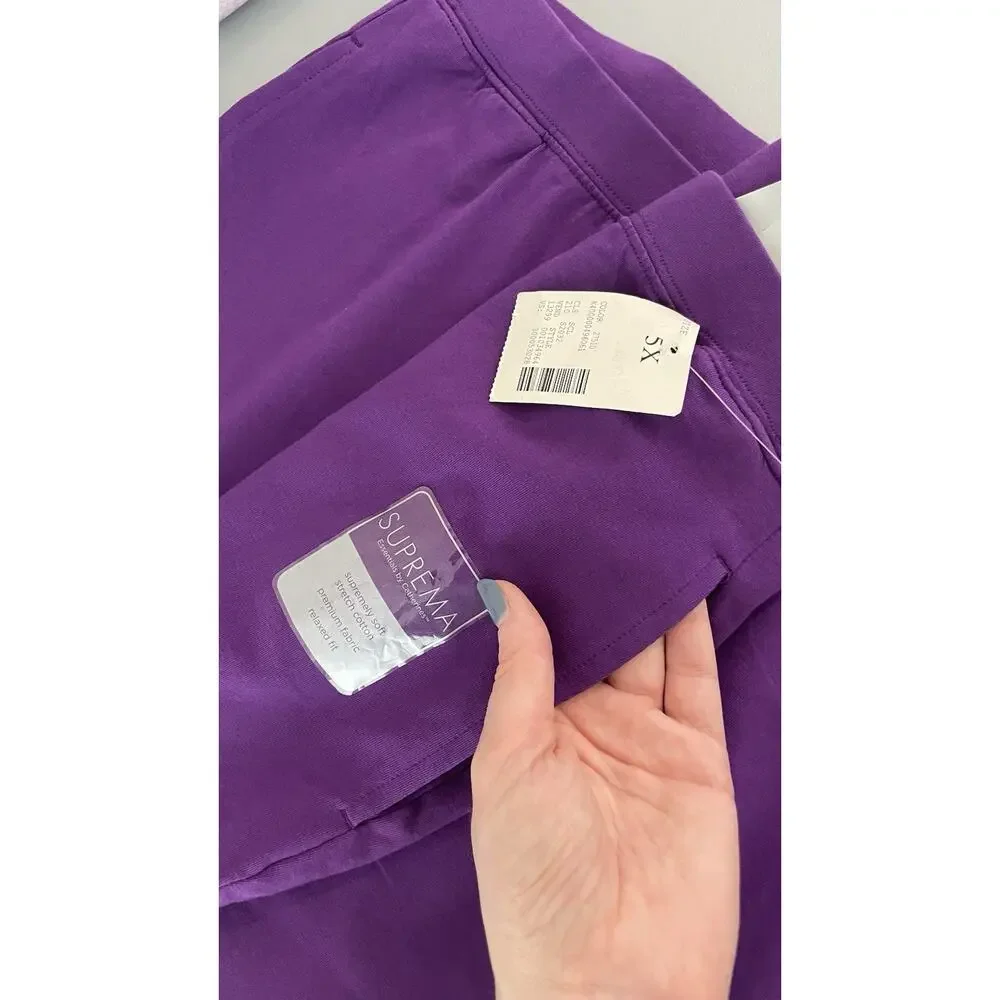 NWT Catherines Suprema Collection Cotton Knit Capri Pants Purple 5X (34/36) - Picture 9 of 12